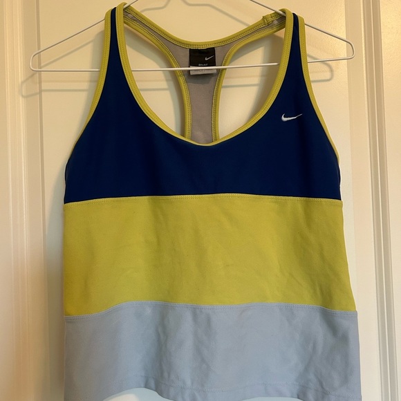 Nike Vintage retro blue snd green striped exercise tank - Picture 2 of 5